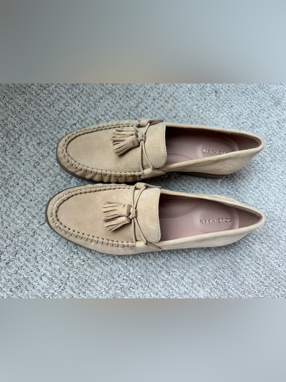 Cole Haan Beige Suede Tassel Loafers